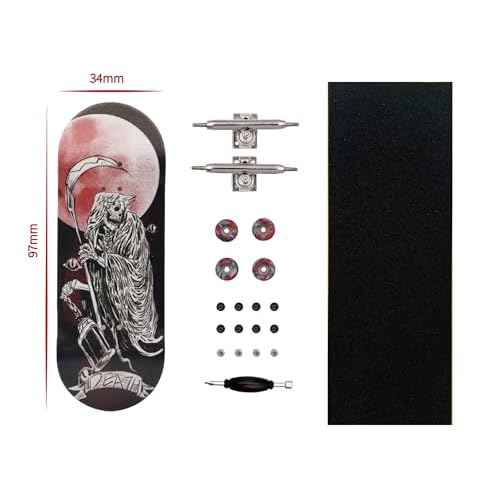 Pro Fingerboard 34mm Wooden Board Professional Finger Skateboard Trucks CNC Swirl Wheels (Death)