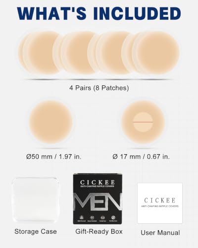 CICKEE Nude 04 Silicone Nipple Covers for Men Running - Discreet Nip Guards