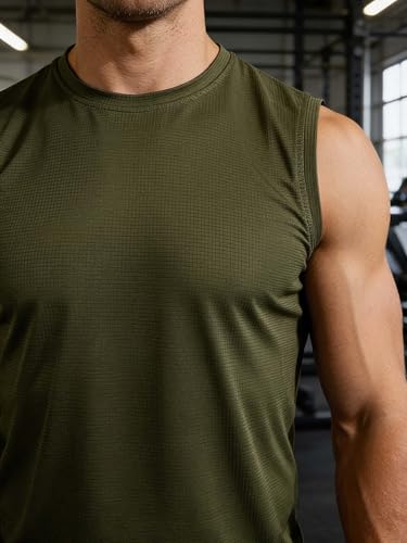 Men's 4X-Large Mesh Athletic Tank Tops Pack - Quick Dry Moisture Wicking Gym Shirts - Dark Green Black Blue Gray