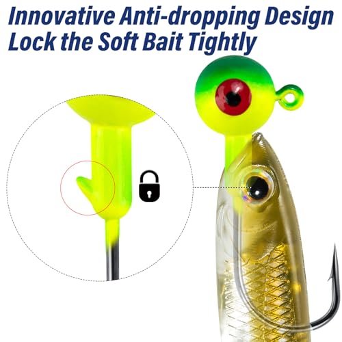 Green 1/4oz Fishing Jig Head with 3D Eyes Saltwater & Freshwater