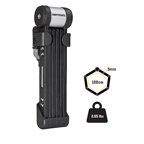 Kryptonite Kryptolok 610 S Folding Bike Lock, Compact Lightweight High Security Anti-Theft Foldable Bicycle Lock with 2 Keys and Mount for E-Bikes Scooter Road Mountain Bikes, 100cm (39 in),Black