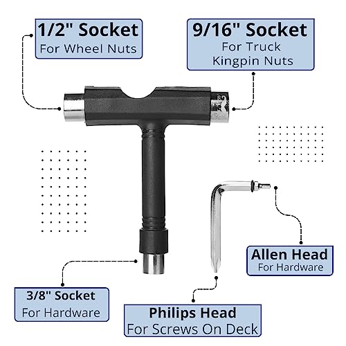 Skateboard Tool Set with T- and Y-Tools, Pack of 2 for Assembly & Repair