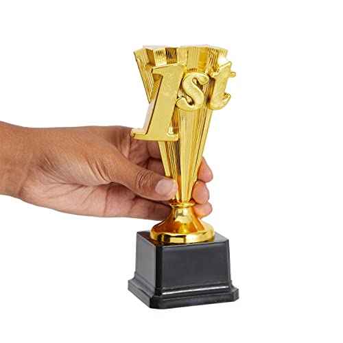 Juvale 1st Place Trophy Award - Plastic Trophy, 8-Inch Gold-Plated with Black Base - Sports Tournament & Party Awards - Basketball & Soccer Awards for Adults & Kids