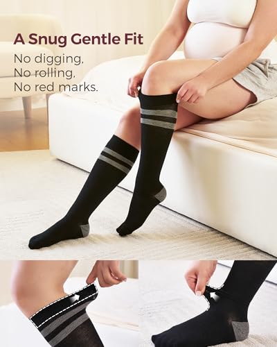 Momcozy Pregnancy Compression Socks Women X-Large Black 15-20mmHg Wide Calf
