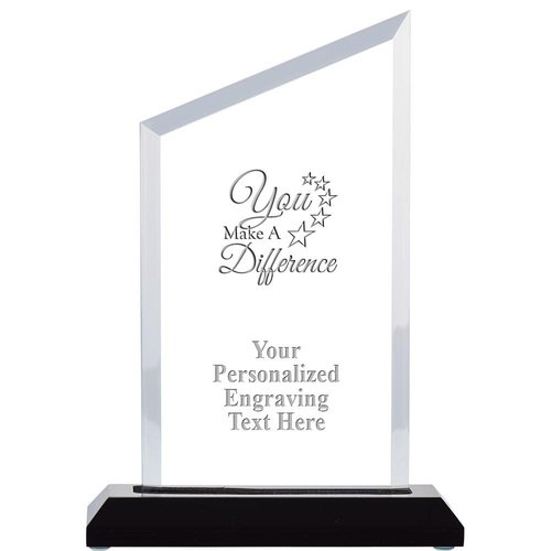 Crown Awards Personalized Acrylic Trophy, 8" Engraved You Make A Difference Incline Slant Acrylic Award