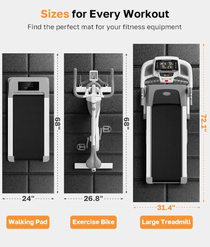 72.1 x 31.4 Inch Foldable Rubber Treadmill and Exercise Bike Mat Waterproof