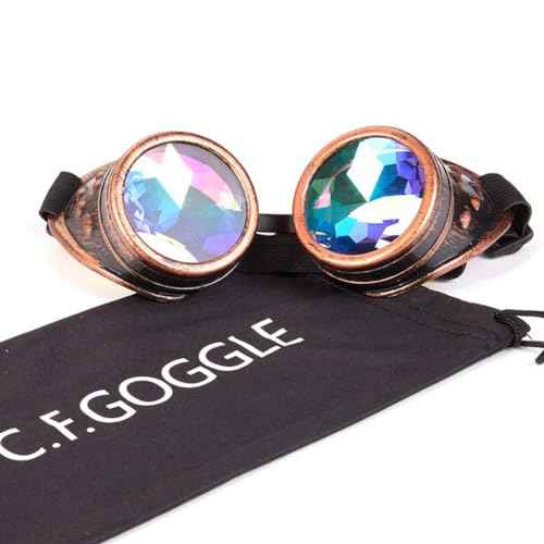 Lelinta Kaleidoscope Goggles Steampunk Goggles Glasses Halloween Costume Accessories for Cosplay Party
