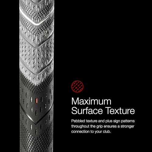 Golf Pride MCC Plus4 Golf Club Grip - All-Weather Hybrid Grip with Larger Lower Hand - Brushed Cotton Cord & Pebbled Texture - Grey