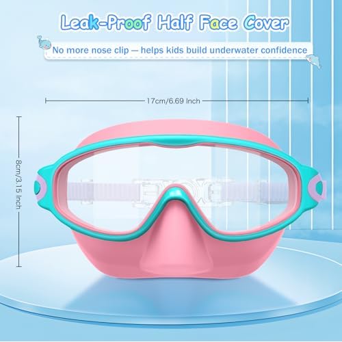 2 Pack Kids Swim Goggles with Nose Cover, Anti-Fog UV Protection Swimming Goggles for Kids Youth 3-15