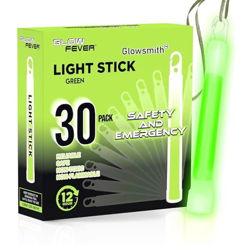 Green Emergency Glow Sticks 30pcs - Military Grade Light Up Safety Lightsticks for Camping & Survival