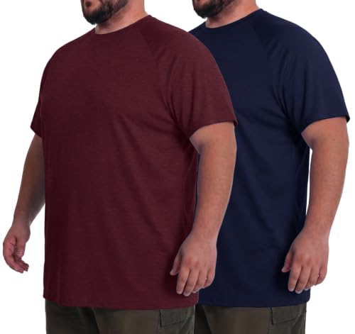 Feiersi Men's Big & Tall Lightweight Stretch Crewneck T-Shirts 2 Pack - XL to 5XL, 5X Tall / 01 Wine Red & Navy Blue