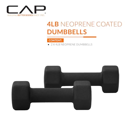 CAP 4 lb Pair Neoprene Dumbbells - Non-Slip Hex Design