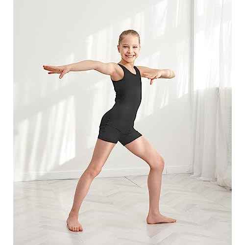 LUOUSE Gymnastics Leotards for Girls With Shorts,Kids Dance Unitards Biketards