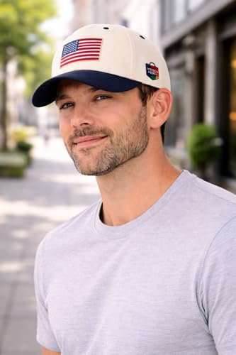 Unisex Baseball Cap with Embroidered American Flag Patch - Adjustable Cotton Hat for Sports Travel & Daily Wear