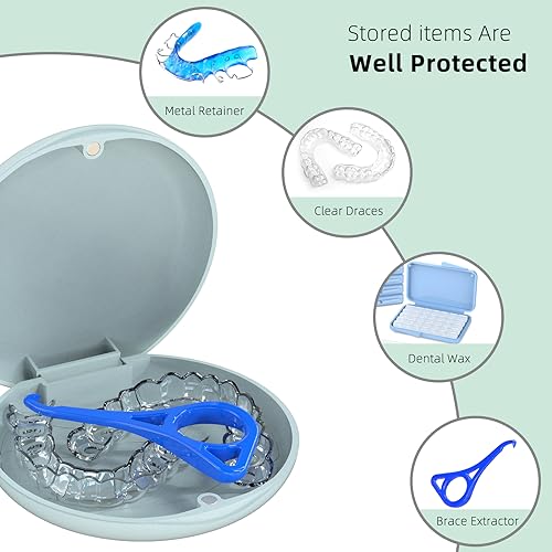 2 Pack Retainer Case - Slim Oral Guard Travel Box in Green & Blue