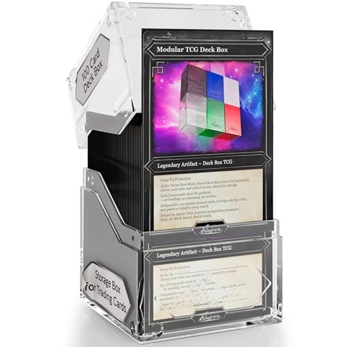 Semi-Transparent Nexus 100+ Card Deck Box for Commander MTG - Customizable Storage