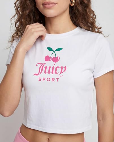 Juicy Couture Women's Cap Sleeve Crop Top - White Small Casual Gym Tee