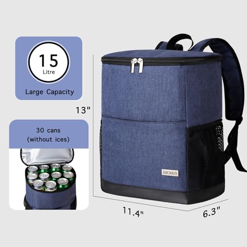 Insulated Waterproof Cooler Backpack for Outdoor - Navy Blue, 30 Can Capacity