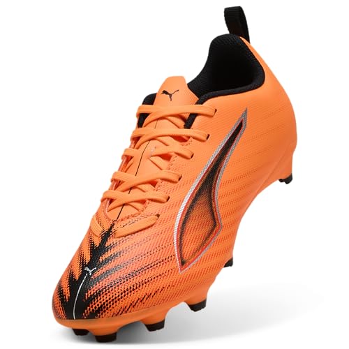 Kids Soccer Cleats Firm Ground and All Surface - Black Red, Big Kid 2 Heat Fire