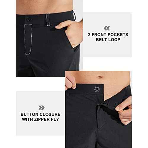 Libin Mens Golf Pants Stretch Work Dress Pants 30"/32"/34" Quick Dry Lightweight Casual Comfy Trousers with Pockets