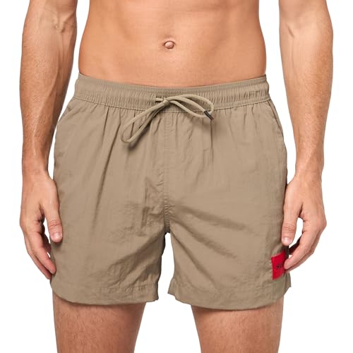 HUGO Mens Dominica Patch Logo Quick Dry Swim Trunks