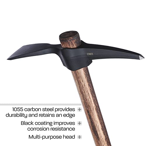 CRKT Chogan Mattock Outdoor Axe - Durable Carbon Steel & Hickory Handle