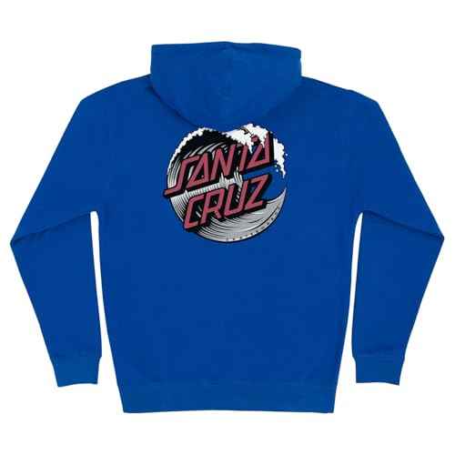 SANTA CRUZ Men's Zip Up Hooded Sweatshirt Wave Dot Skate Sweatshirt