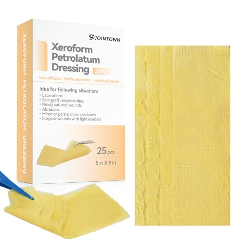 Jointown Xeroform Petrolatum Dressing Bandages 5x9 Inch, 25 Pack - Non-Stick Wound Care Gauze