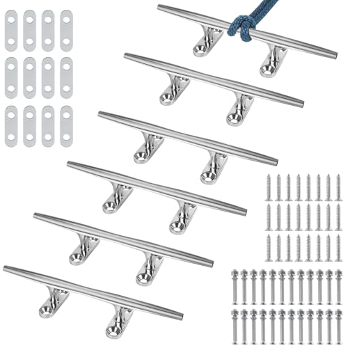 6 Inch Stainless Steel Dock Cleat 2 Pack with Backing Plate Heavy Duty Marine Hardware