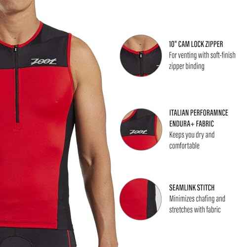 Zoot Men¡¯s Core Tri Tank, Performance Triathlon Race Tank Top, UPF 50+ Fabric, Rear Pockets, Mesh Panels, & Cam Lock Zipper