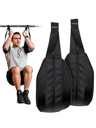 Green Hanging Ab Straps for Pull Up Bar 2 Pack - Leg & Knee Support Sling, Workout Fitness Equipment