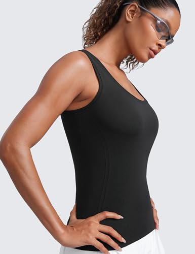 Women’s Seamless Scoop Neck Workout Tank Top - Medium Black