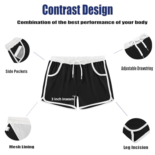 Men's Quick Dry Swim Trunks Color Block Board Shorts with Mesh Liner