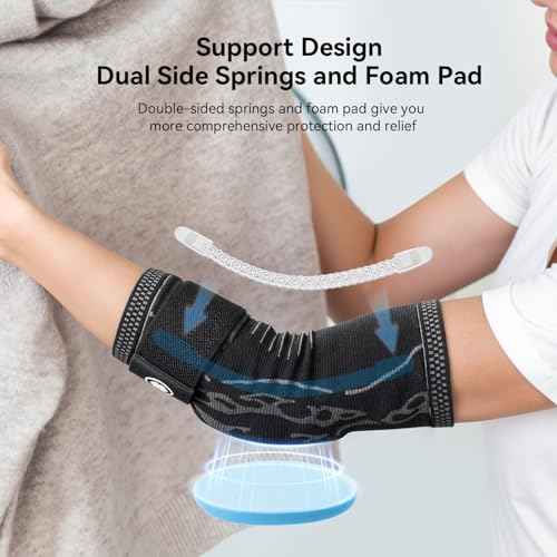 Elbow Compression Sleeve for Tendonitis, Bursitis Elbow Pad Brace ? Elbow Brace with Side Springs & Foam Padding for Olecranon Joint Pain, Arthritis, Bursa Protection, Men & Women(Black, X-Large)