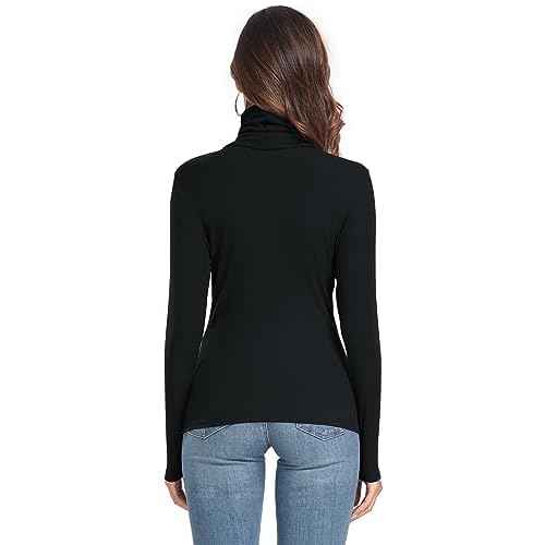 Women's Long Sleeve Casual Lightweight Turtleneck Top Slim Fit Thermal Active Layer Shirts