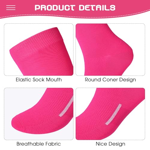 Youth Football Socks Bulk 12 Pairs Softball Soccer Socks - Small Hot Pink