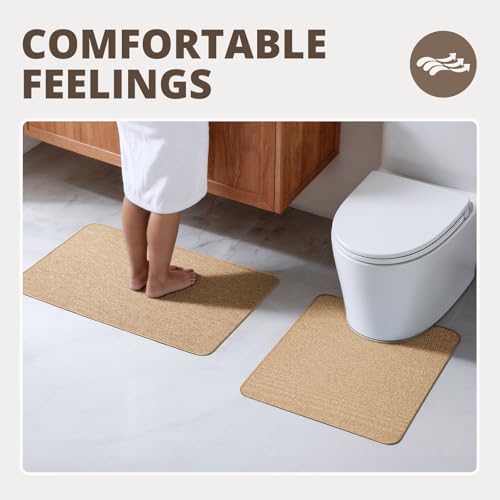 2-Piece Bathroom Rug Set Absorbent Non-Slip Quick Dry Low Pile Floor Mats