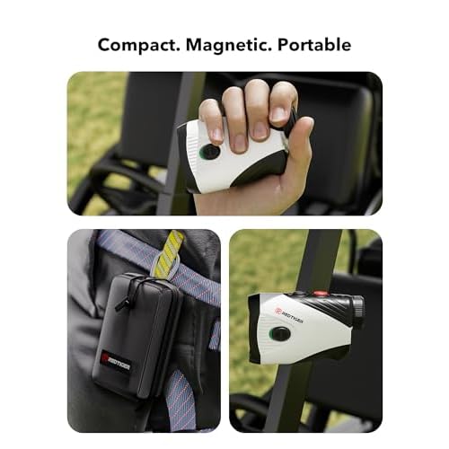 REDTIGER Golf Rangefinder with Slope, 1200 Yards Laser Range Finder Golfing, 7X Magnification, Flag Pole Locking Vibration, Rechargeable Range Finders with Magnet Stripe, GolfVue Series 1