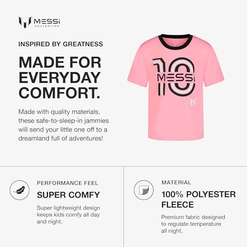 Messi Boys' Lifestyle Long Sleeve 2-Piece Set Pink 8-10 - Loose Fit