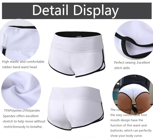 Women's High Waist Workout Shorts - Butt Lifting Yoga Running Gym X-Small White/Black