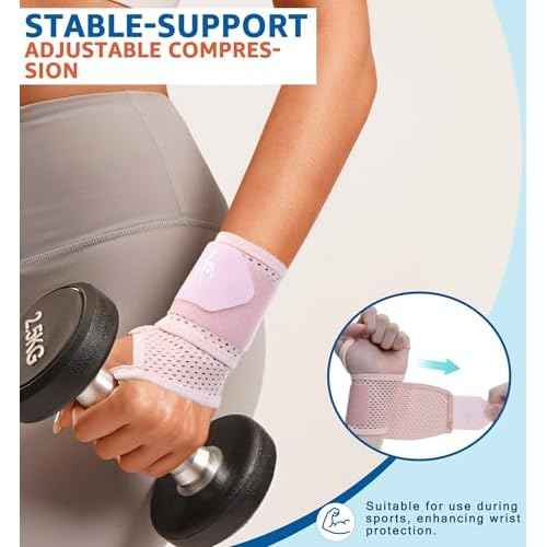 HiRui 2-Pack Ultra-Thin Mesh Wrist Wraps - Breathable, Adjustable Wrist Support for Workouts & Daily Use - Unisex Wrist Brace for Pain Relief, Tendonitis, Carpal Tunnel - One Size Fits All (Pink)