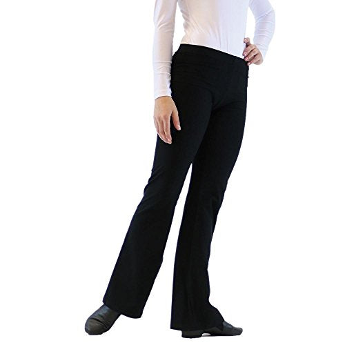 Adult Jazz Pants with Elastic Waistband - Medium Black Dance Clothing