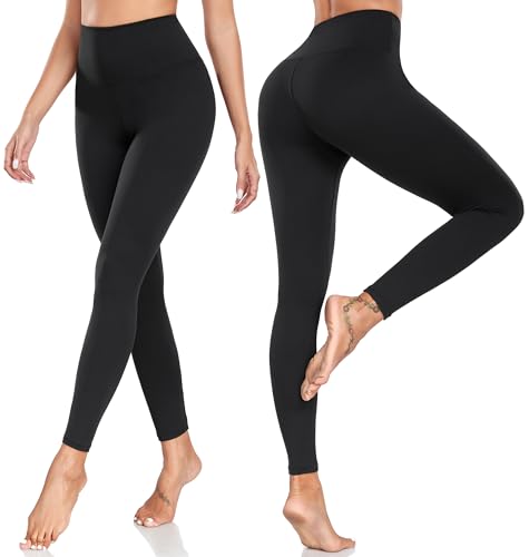 FULLSOFT High Waist Butter Soft Leggings for Women 2 Pack - Black & Navy XL