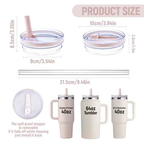 Replacement Lid for Stanley 40oz and 64oz Tumbler.Leakproof Flip Straw Lid Fit stanley Cup Quencher H2.0 40 oz/64 oz and Stanley ProTour 40oz/64oz Tumbler.(Rose Quartz,1-Pack)