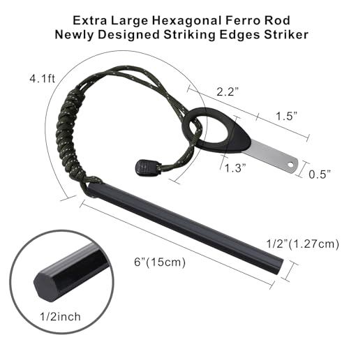 Ferro Rod Fire Starter Kit with Paracord Handle - 6 Inch Survival Tool - Variation 1