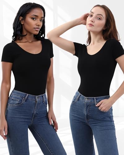 Women's Short Sleeve Gymnastics Leotard Ballet Bodysuit Black Small - iMucci