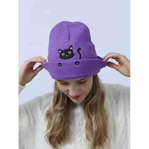 Cat Beanie Cute Lover Gifts Animal Knitted Hats for Cat Mom Women Funny Stuff Accessories Decor