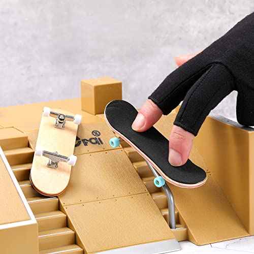 2 Pieces Wooden Finger Skateboard Park Mini Finger Boards Toy Professional Skateboard with Mini Screws Driver Fingertip Movement Novelty Toys for Teens and Adults