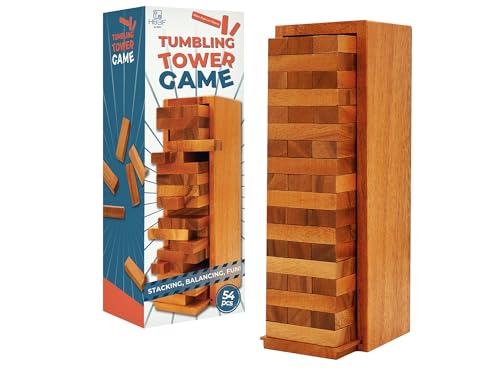 Wooden Tumbling Tower Family Game for Adults & Seniors - Classic Stack Block Set