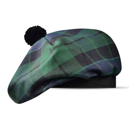 Scottish Hat Tam o Shanter Scottish Bonnet Tartan hat Acrylic Wool with Pompom